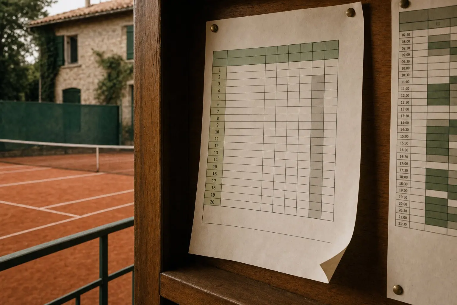 A paper ladder sheet pinned to a club noticeboard